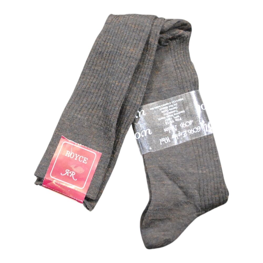 VTG ROYCE Zephyr Wool Men's Dress Socks Brown 10-13 Made in USA NEW